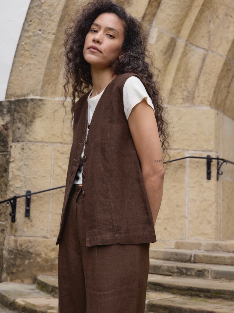 First Rite Vest Tank In Walnut Linen Size Medium
